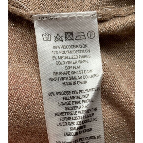 French Connection Gold Shimmer Cardigan Blouse Size Small - Picture 4 of 4